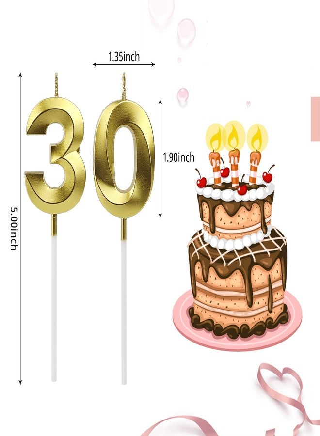 JUNSDUKE 30th Birthday Candles for Cake, Number Candles Decoration, Gold Birthday Cake Toppers for Men Women Anniversary Celebration (30th, Gold) - Image 2